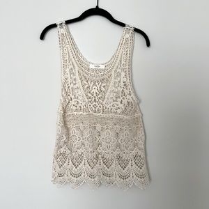Crochet cream sleeveless top